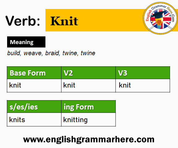 Knit V1 V2 V3 V4 V5, Past Simple and Past Participle Form of Knit