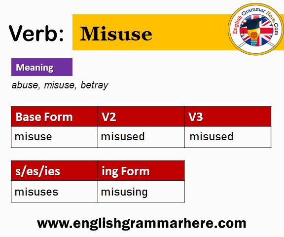 Misuse V1 V2 V3 V4 V5, Past Simple and Past Participle Form of Misuse