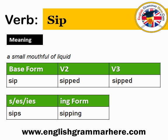 Sip V1 V2 V3 V4 V5, Past Simple and Past Participle Form of Sip