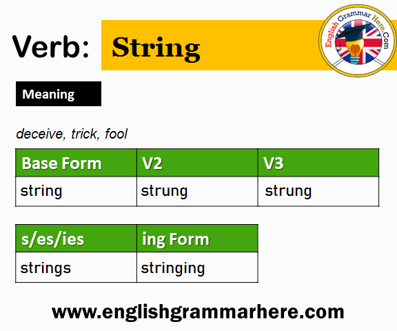 String V1 V2 V3 V4 V5, Past Simple and Past Participle Form of String