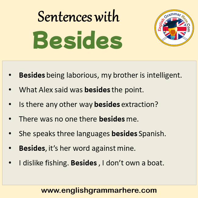 Sentences with Besides, Besides in a Sentence in English