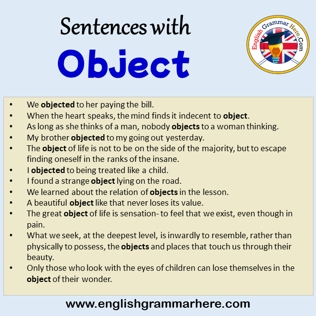 Sentences with Object, Object in a Sentence in English