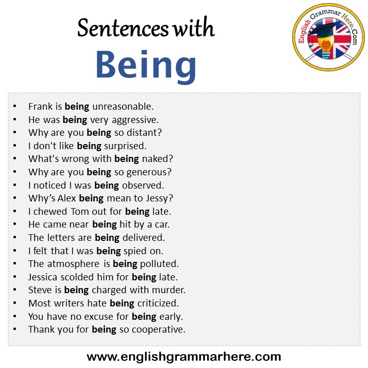 Sentences With Being Being In A Sentence In English Sentences For