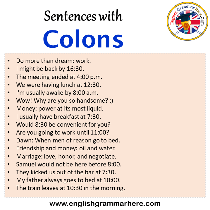 Sentences with Colons, Colons in a Sentence in English, Sentences For Colons