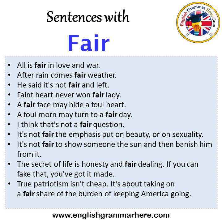 Sentences with Fair, Fair in a Sentence in English, Sentences For Fair