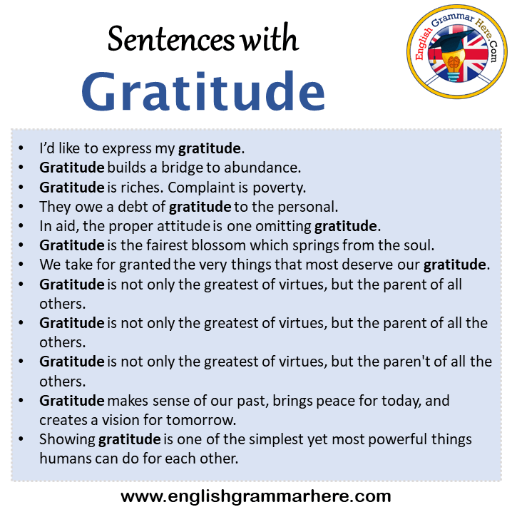 Sentences with Gratitude, Gratitude in a Sentence in English, Sentences For Gratitude