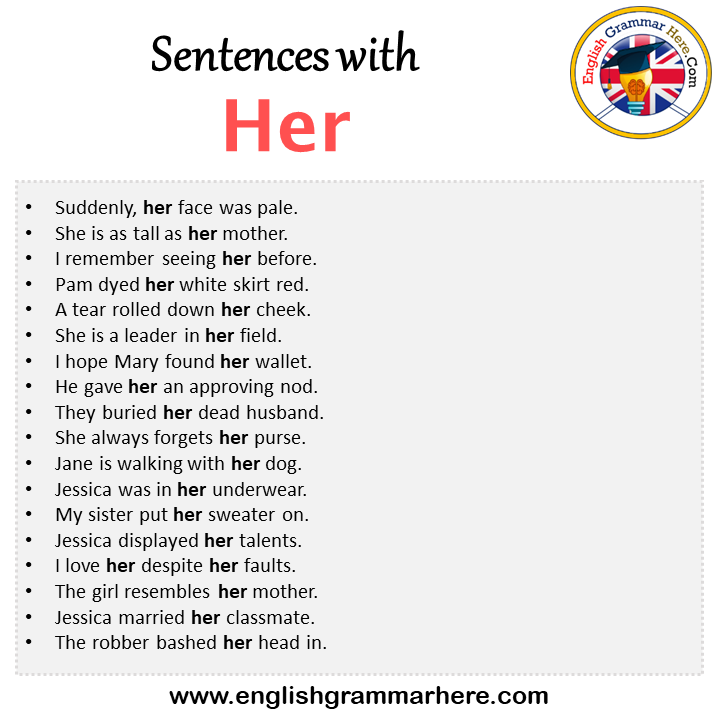 Sentences with Her, Her in a Sentence in English, Sentences For Her