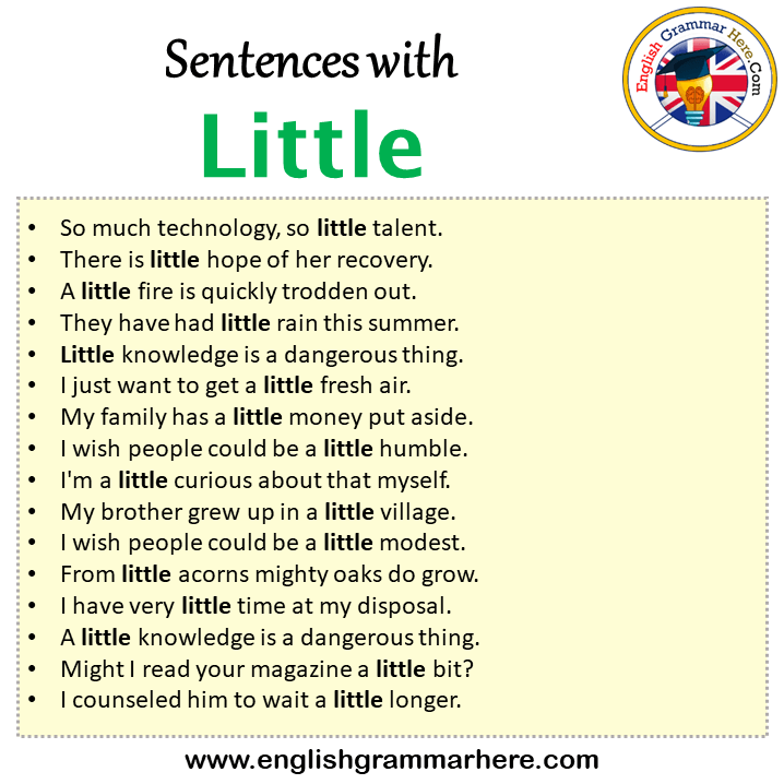 Sentences with Little, Little in a Sentence in English, Sentences For Little
