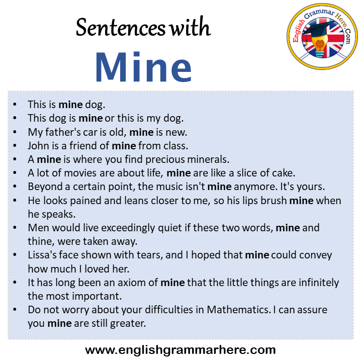 What is a sentence for mined?