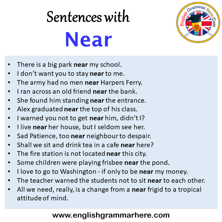 Sentences with Near, Near in a Sentence in English, Sentences For Near
