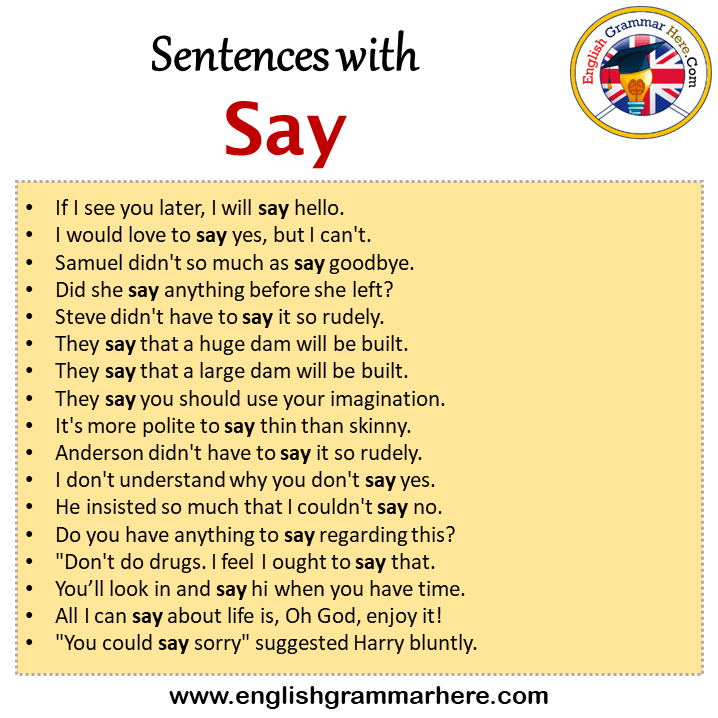 Sentences with Say, Say in a Sentence in English, Sentences For Say