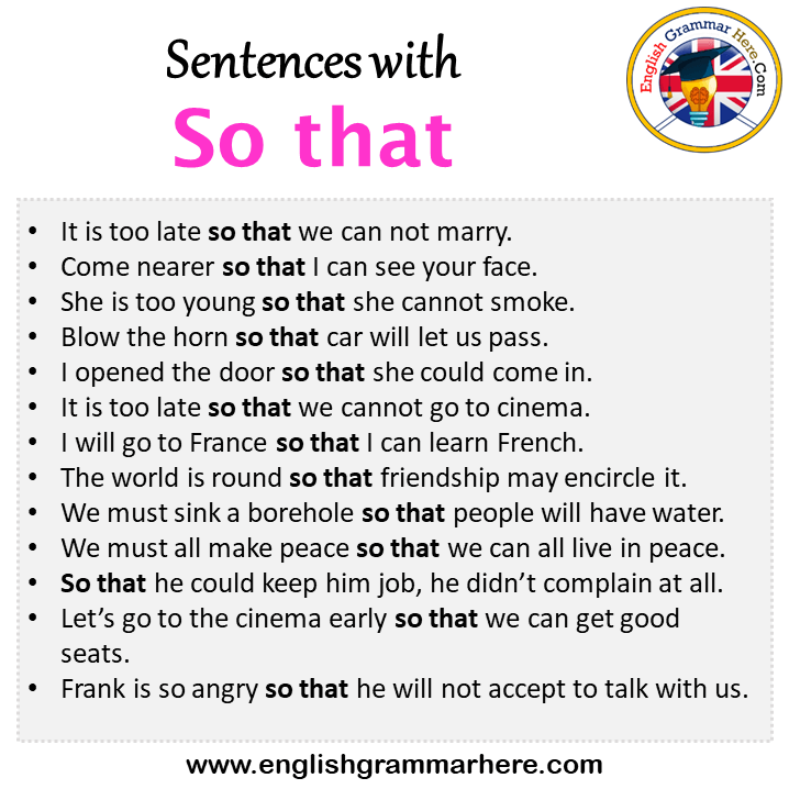 Using So that and Example Sentences - Grammar Simple