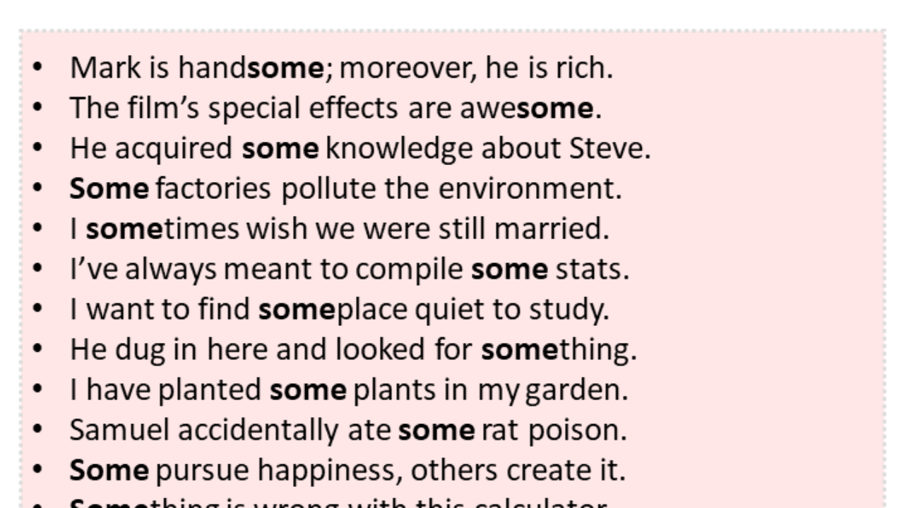 Sentences with Some, Some in a Sentence in English, Sentences For Some -  English Grammar Here