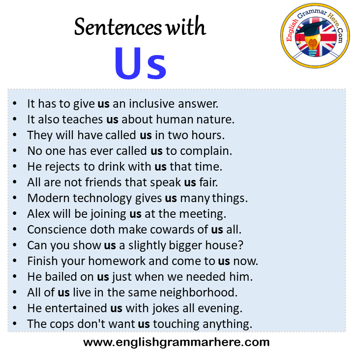 Sentences with Us, Us in a Sentence in English, Sentences For Us