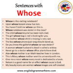Sentences with Whose, Whose in a Sentence in English, Sentences For ...