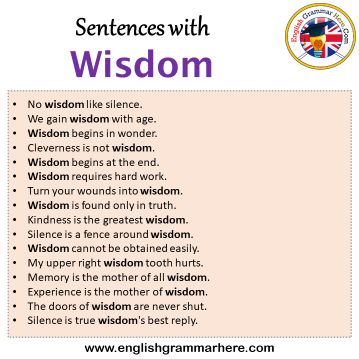 Sentences with Wisdom, Wisdom in a Sentence in English, Sentences For Wisdom