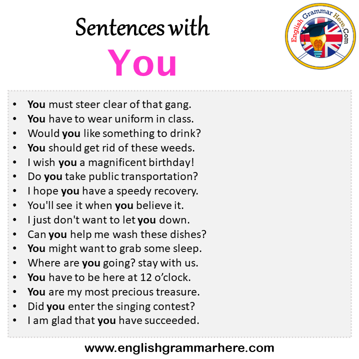 Sentences with You, You in a Sentence in English, Sentences For You