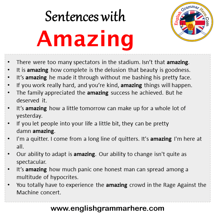 Sentences with Amazing, Amazing in a Sentence in English, Sentences For Amazing