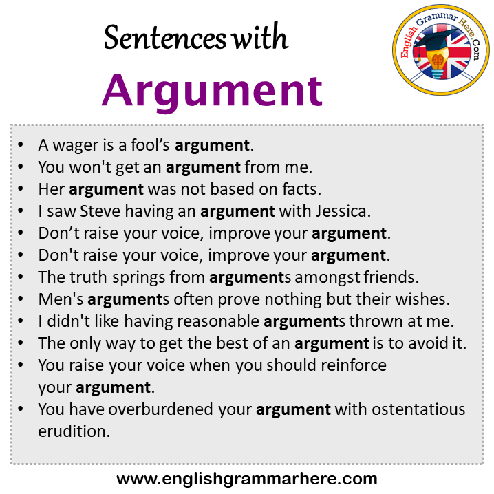 Sentences with Argument, Argument in a Sentence in English, Sentences For Argument