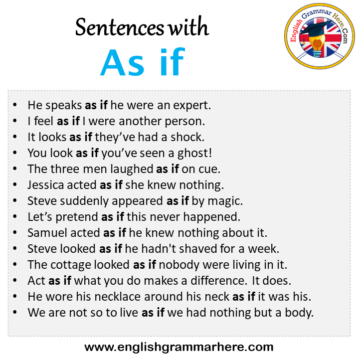 Sentences with As if, As if in a Sentence in English, Sentences For As if