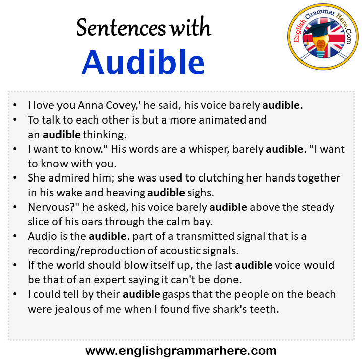 Sentences with Audible, Audible in a Sentence in English, Sentences For Audible