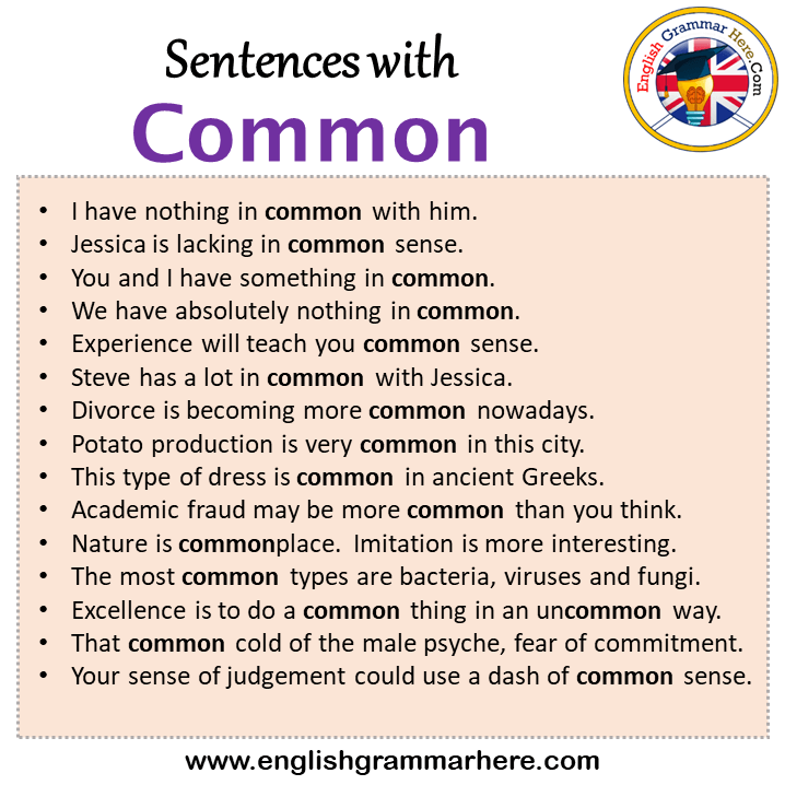 Sentences with Common, Common in a Sentence in English, Sentences For Common