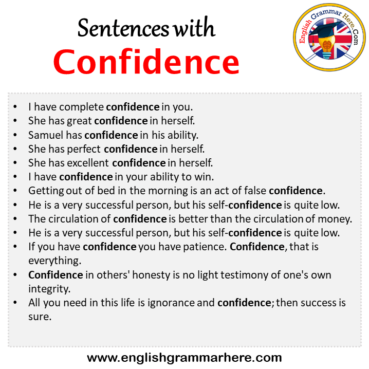 Sentences with Confidence, Confidence in a Sentence in English, Sentences For Confidence