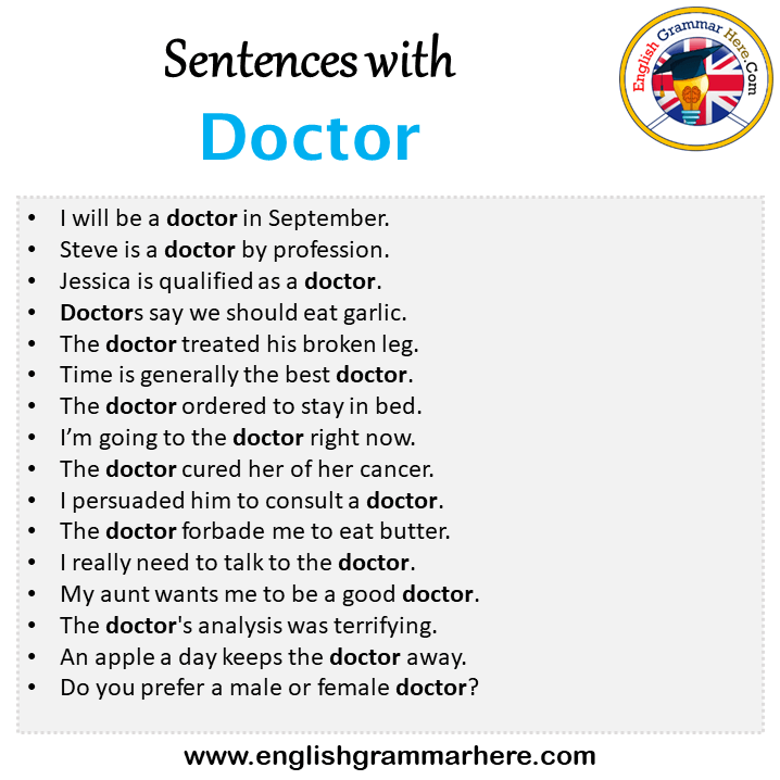Sentences with Doctor, Doctor in a Sentence in English, Sentences For Doctor