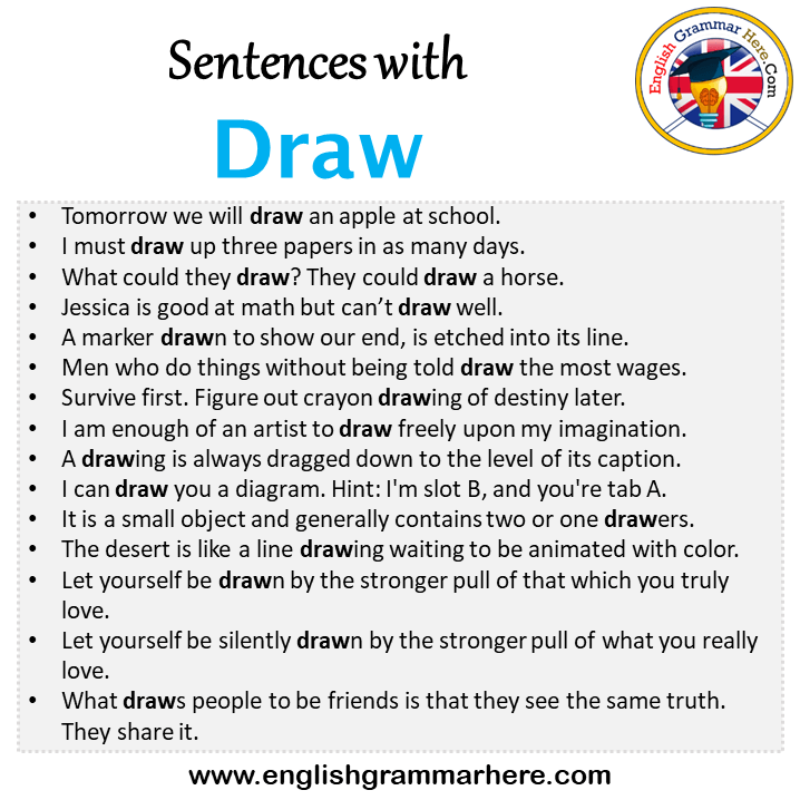 Sentences with Draw, Draw in a Sentence in English, Sentences For Draw