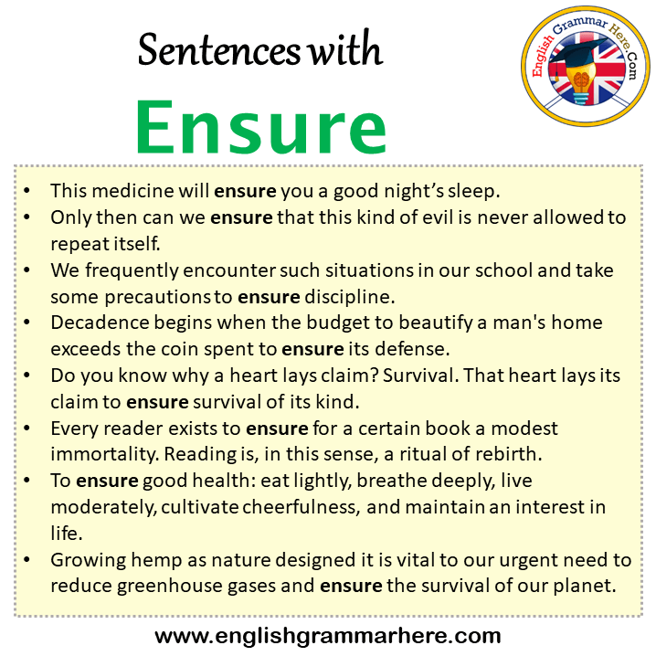 Sentences with Ensure, Ensure in a Sentence in English, Sentences For ...