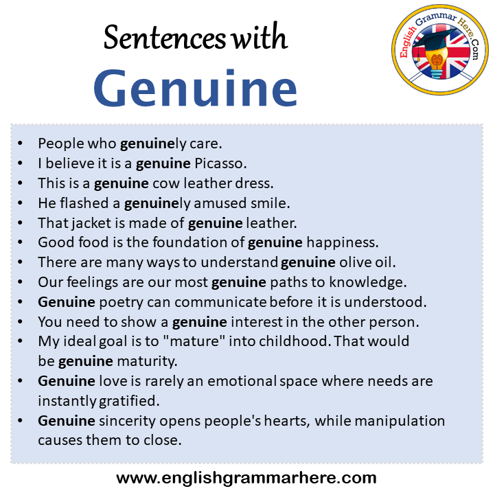 Sentences with Genuine, Genuine in a Sentence in English