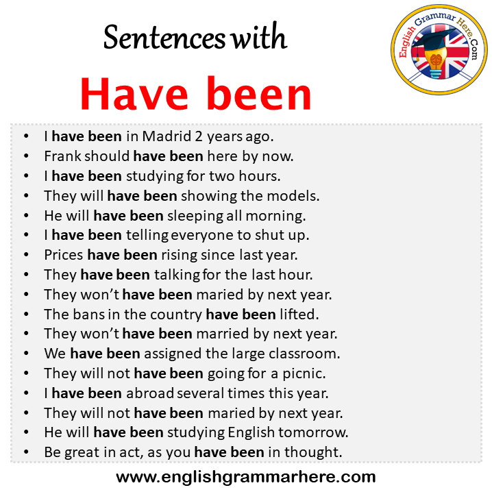 Sentences with Have been, Have been in a Sentence in English, Sentences For Have been