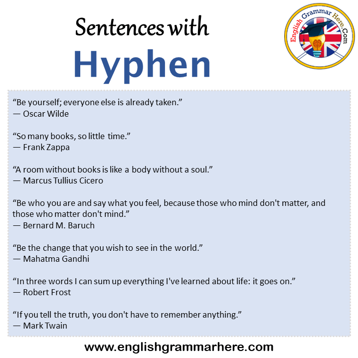 Sentences with Hyphen, Hyphen in a Sentence in English, Sentences For Hyphen
