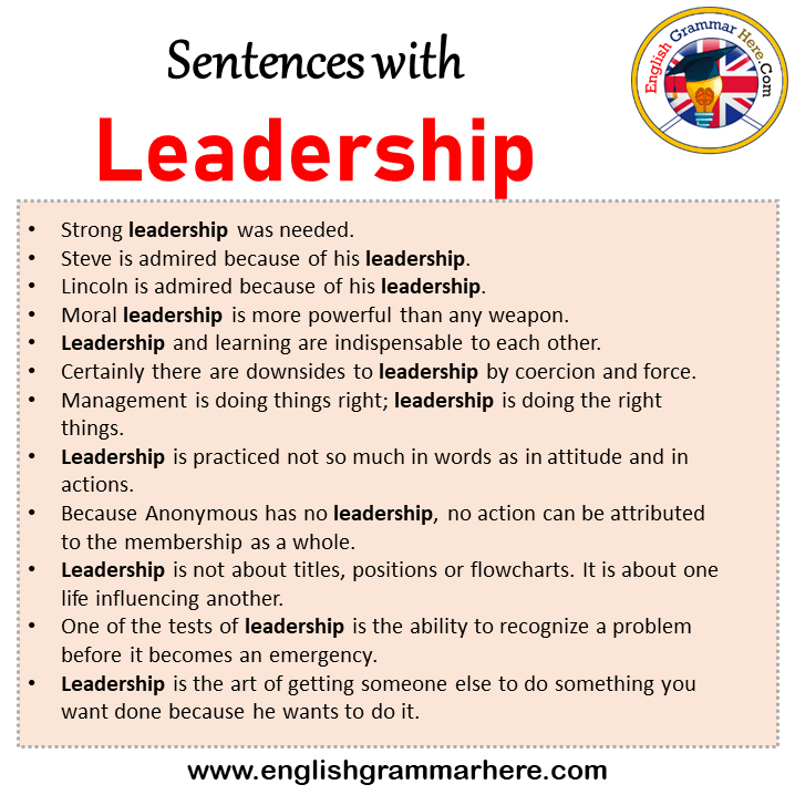 Sentences with Leadership, Leadership in a Sentence in English, Sentences For Leadership