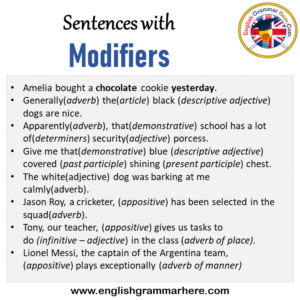 Sentences with Modifiers, Modifiers in a Sentence in English, Sentences ...