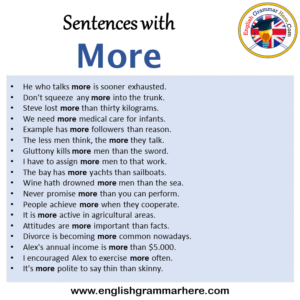 Sentences with More, More in a Sentence in English, Sentences For More ...