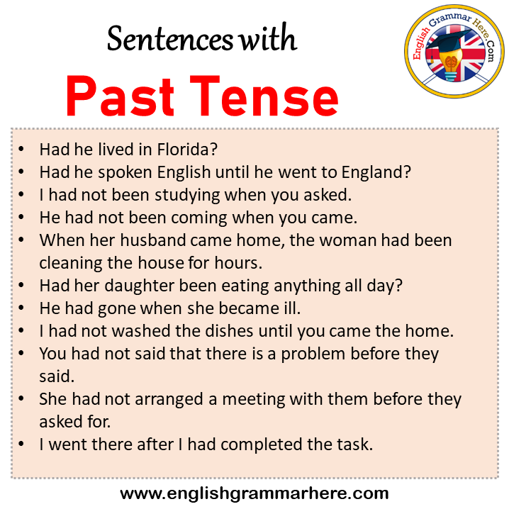 Sentences with Past Tense, Past Tense in a Sentence in English, Sentences For Past Tense