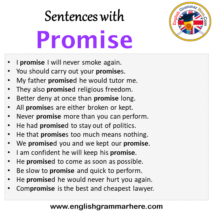 Sentences with Promise, Promise in a Sentence in English, Sentences For Promise