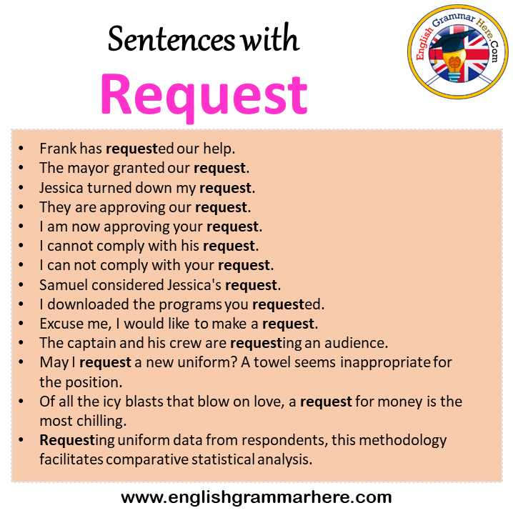 Sentences with Request, Request in a Sentence in English, Sentences For Request