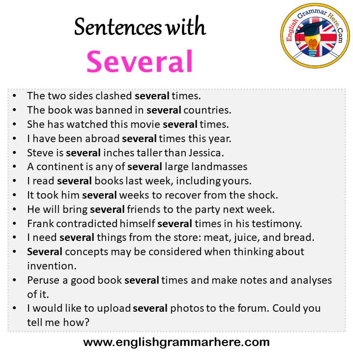 Sentences with Several, Several in a Sentence in English, Sentences For Several