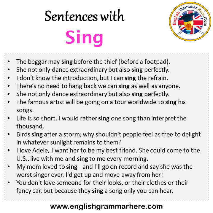 Sentences with Sing, Sing in a Sentence in English, Sentences For Sing