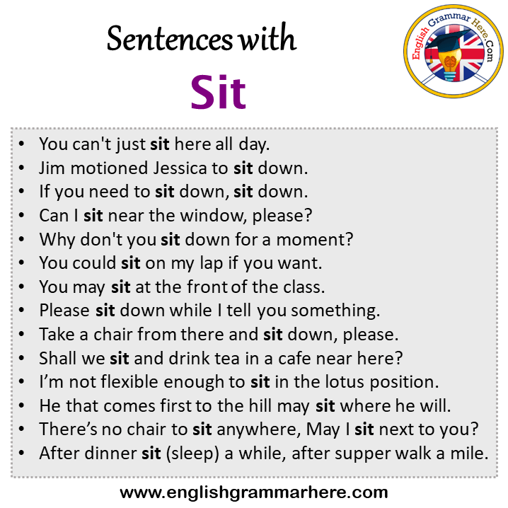 Sentences with Sit, Sit in a Sentence in English, Sentences For Sit