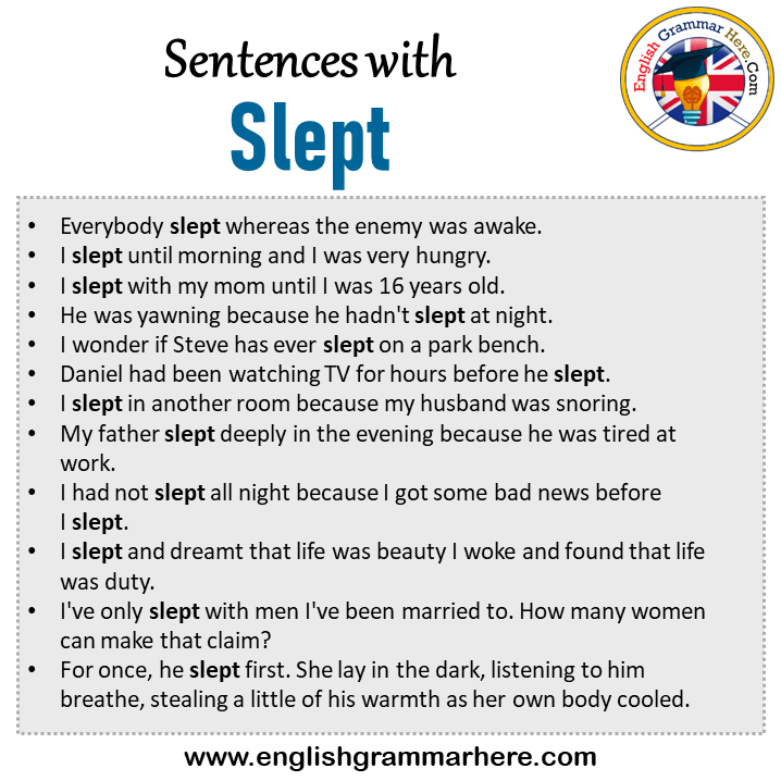 Sentences with Slept, Slept in a Sentence in English, Sentences For Slept