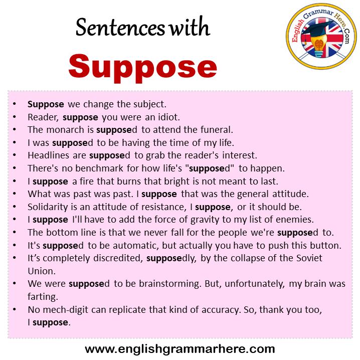 Sentences with Suppose, Suppose in a Sentence in English, Sentences For Suppose