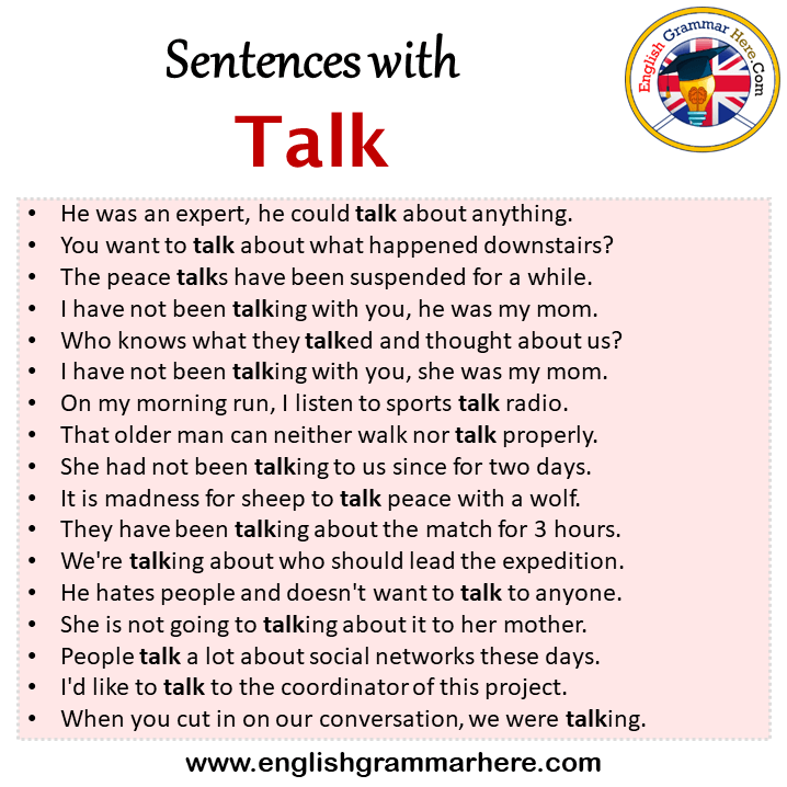 Sentences with Talk, Talk in a Sentence in English, Sentences For Talk