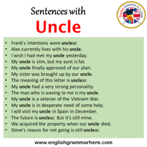 Sentences with Uncle, Uncle in a Sentence in English, Sentences For ...