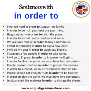Sentences with in order to, in order to in a Sentence in English ...