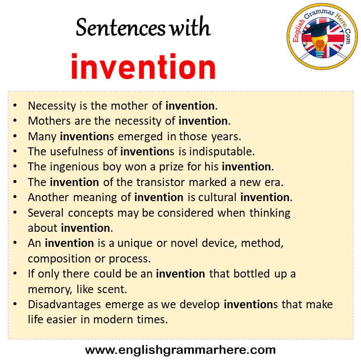 Sentences with invention, invention in a Sentence in English, Sentences For invention