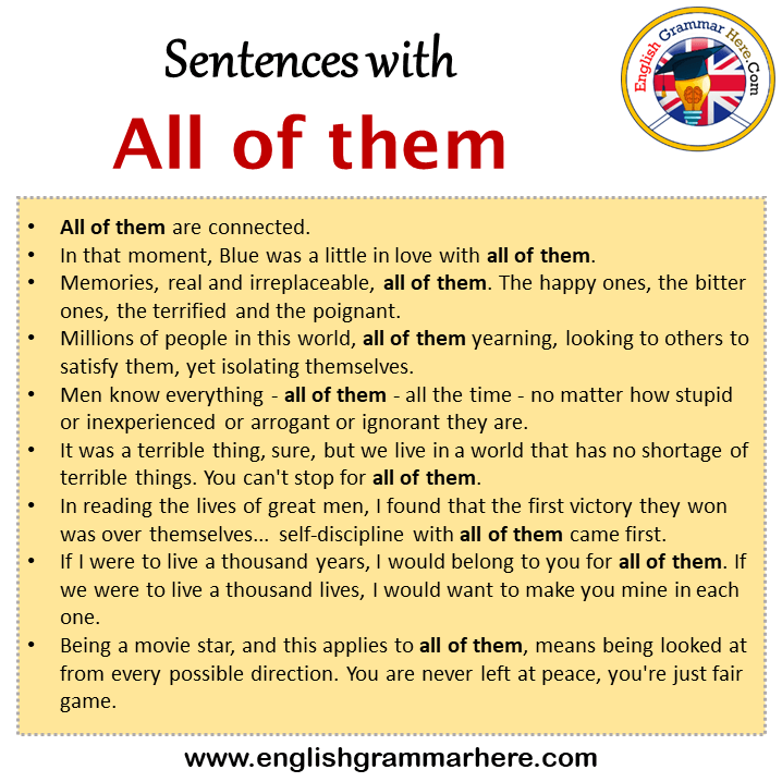 Sentences with All of them, All of them in a Sentence in English, Sentences For All of them
