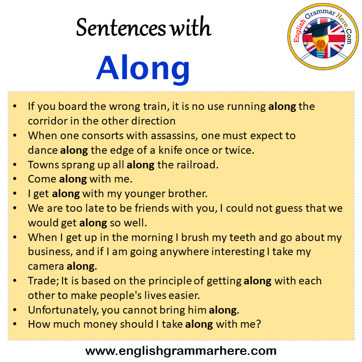 Sentences with Along, Along in a Sentence in English, Sentences For Along